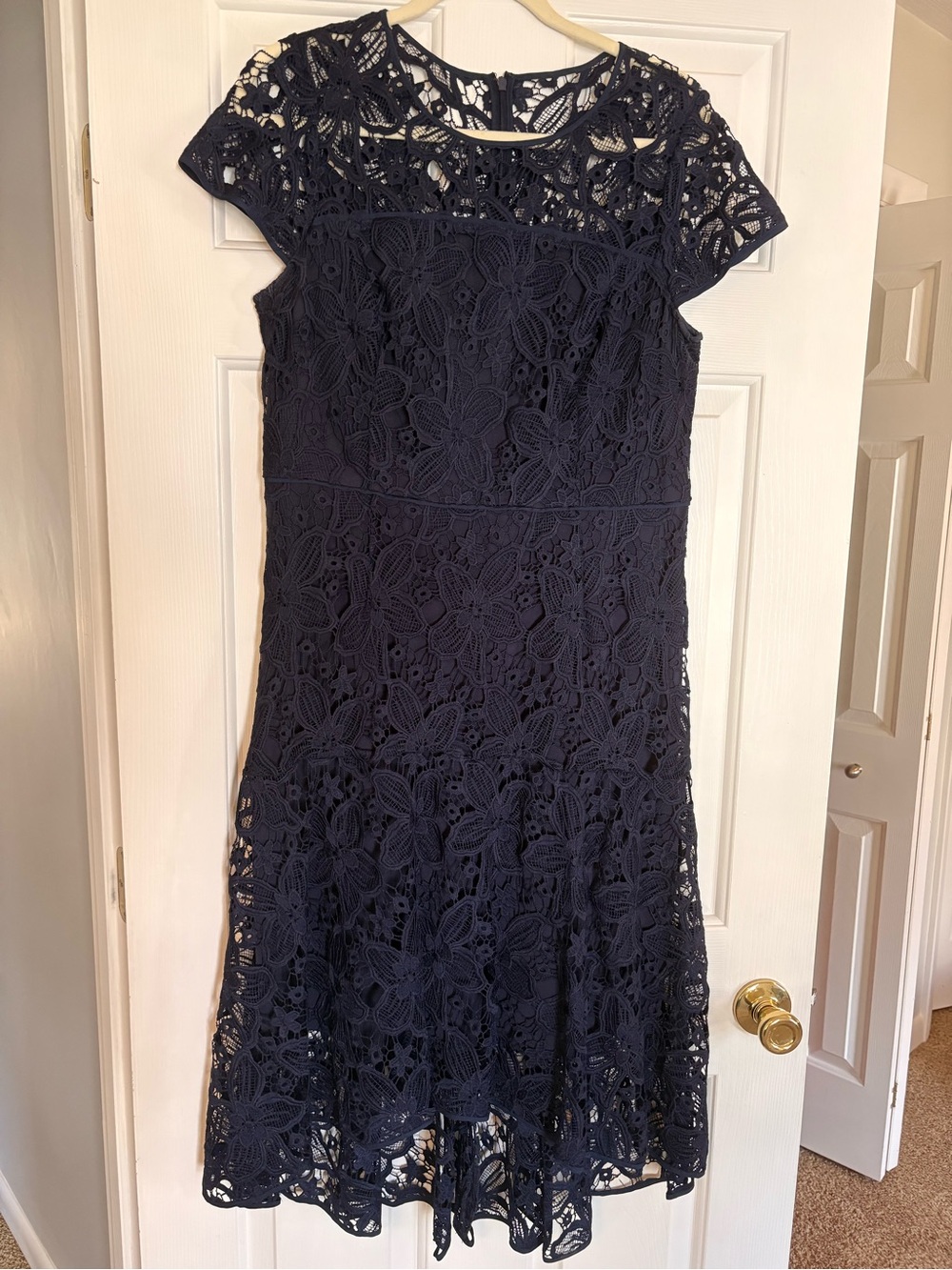 Coast Navy Floral Lace Midi Dress Size 12 Wedding Cocktail
